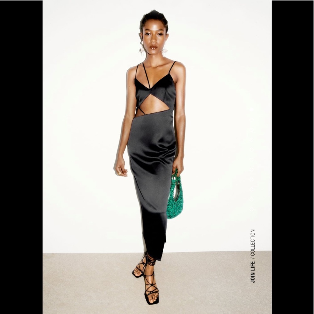 Zara black strappy cut out backless midi dress NWOT - Picture 1 of 7